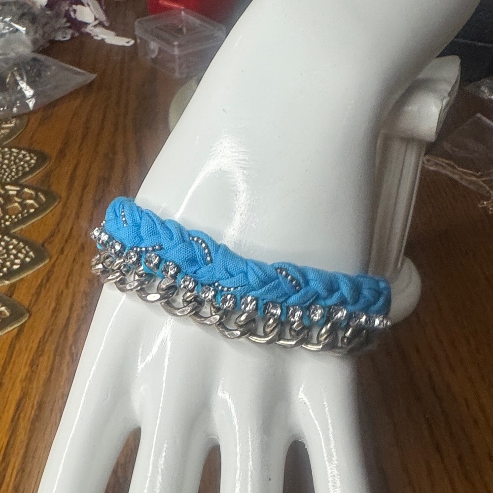 Blue and Silver Chain Bracelet